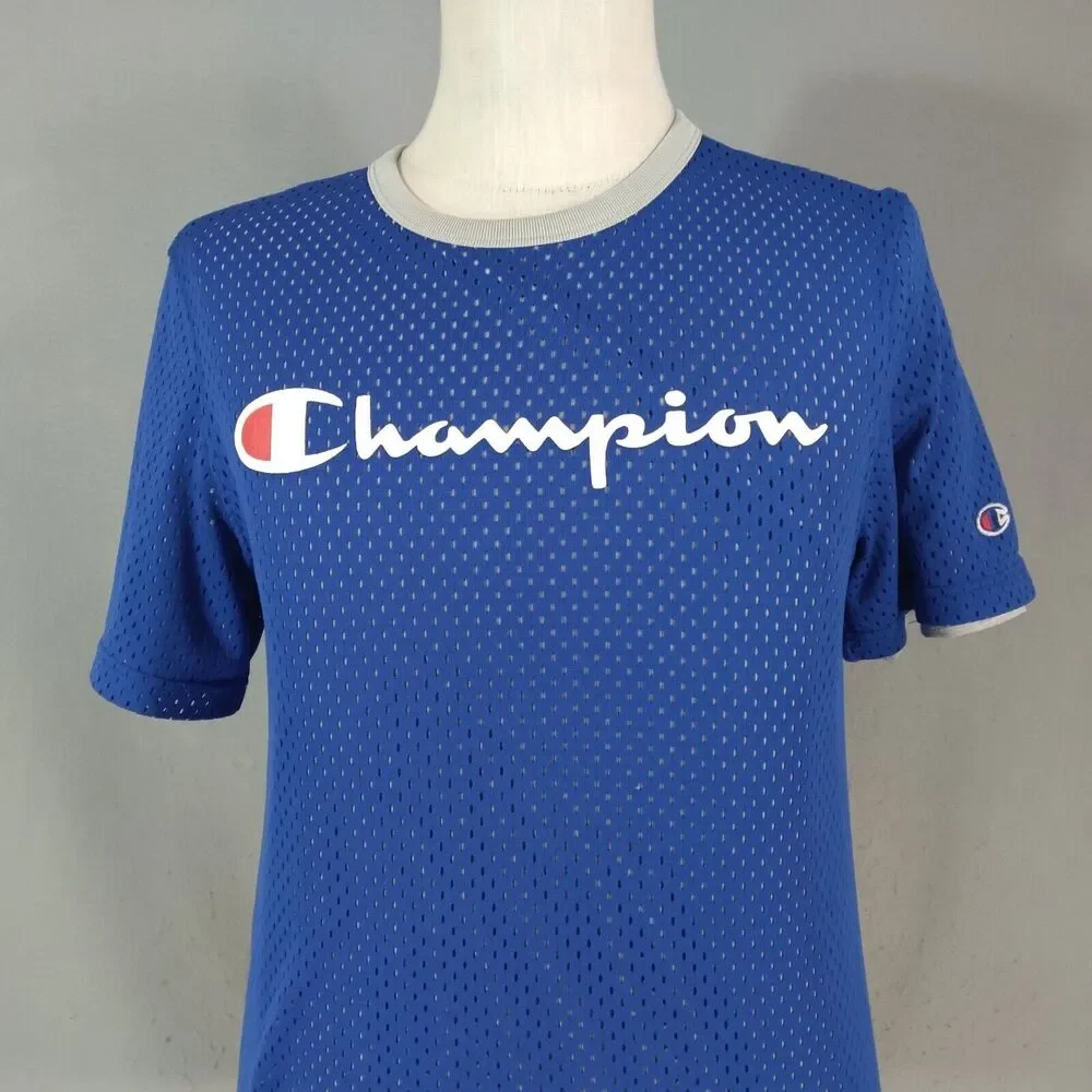 Champion shirt men's medium dual-layer reversible‎ blue grey mesh outdoor sports - Picture 2 of 13